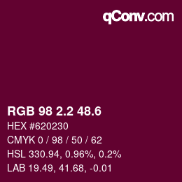 カラーコード: RGB 98 2.2 48.6 | qconv.com