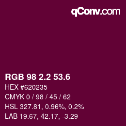 カラーコード: RGB 98 2.2 53.6 | qconv.com