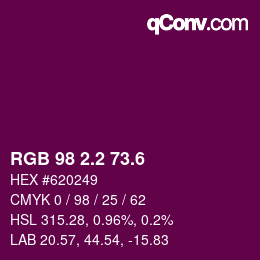 カラーコード: RGB 98 2.2 73.6 | qconv.com