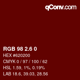 カラーコード: RGB 98 2.6 0 | qconv.com