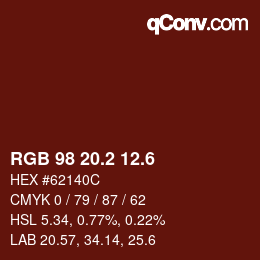 カラーコード: RGB 98 20.2 12.6 | qconv.com
