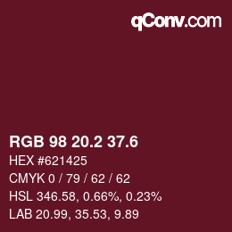 カラーコード: RGB 98 20.2 37.6 | qconv.com