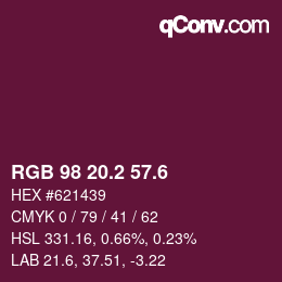 カラーコード: RGB 98 20.2 57.6 | qconv.com