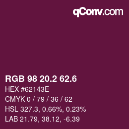 カラーコード: RGB 98 20.2 62.6 | qconv.com