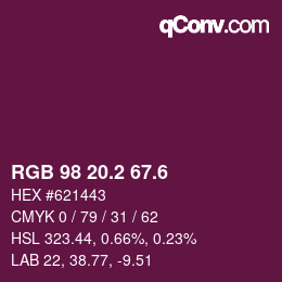 カラーコード: RGB 98 20.2 67.6 | qconv.com