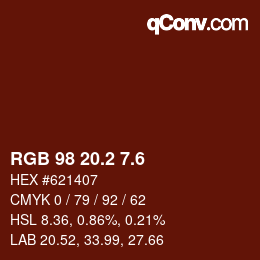 カラーコード: RGB 98 20.2 7.6 | qconv.com