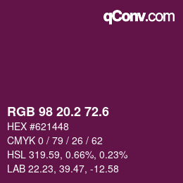 カラーコード: RGB 98 20.2 72.6 | qconv.com