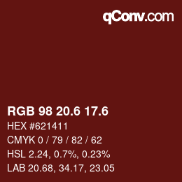 カラーコード: RGB 98 20.6 17.6 | qconv.com