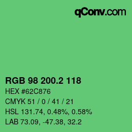 カラーコード: RGB 98 200.2 118 | qconv.com
