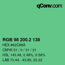 カラーコード: RGB 98 200.2 138 | qconv.com