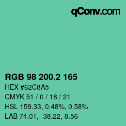 カラーコード: RGB 98 200.2 165 | qconv.com