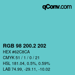 カラーコード: RGB 98 200.2 202 | qconv.com