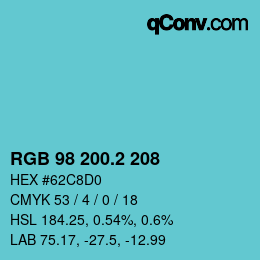 カラーコード: RGB 98 200.2 208 | qconv.com