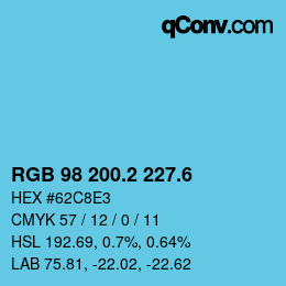 カラーコード: RGB 98 200.2 227.6 | qconv.com