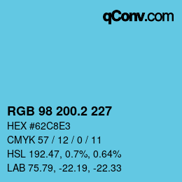 カラーコード: RGB 98 200.2 227 | qconv.com