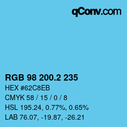 カラーコード: RGB 98 200.2 235 | qconv.com