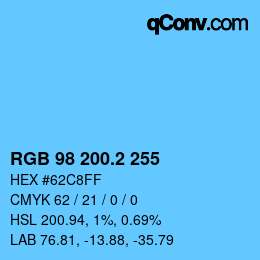 カラーコード: RGB 98 200.2 255 | qconv.com