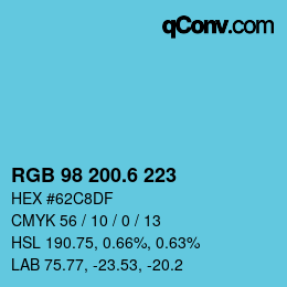カラーコード: RGB 98 200.6 223 | qconv.com