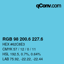 カラーコード: RGB 98 200.6 227.6 | qconv.com