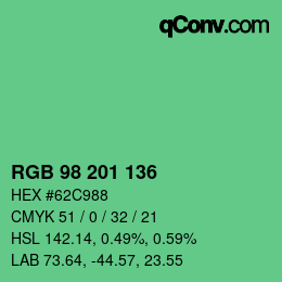 Color code: RGB 98 201 136 | qconv.com