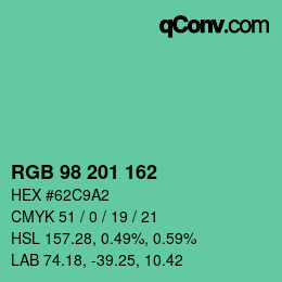 Color code: RGB 98 201 162 | qconv.com