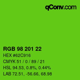 Color code: RGB 98 201 22 | qconv.com