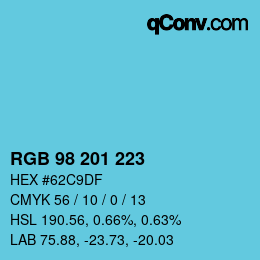 Color code: RGB 98 201 223 | qconv.com