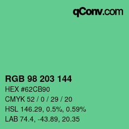 Código de color: RGB 98 203 144 | qconv.com