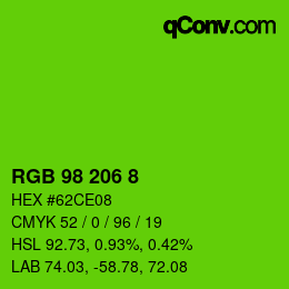 Color code: RGB 98 206 8 | qconv.com