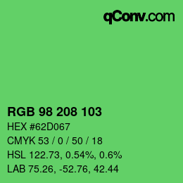 Color code: RGB 98 208 103 | qconv.com