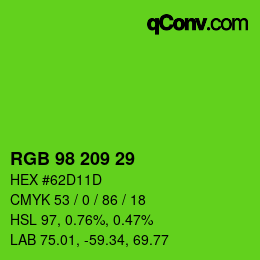 カラーコード: RGB 98 209 29 | qconv.com