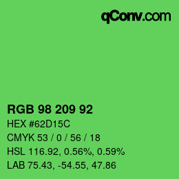 颜色代码: RGB 98 209 92 | qconv.com
