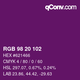 Color code: RGB 98 20 102 | qconv.com