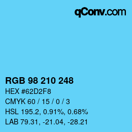 カラーコード: RGB 98 210 248 | qconv.com