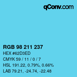 Color code: RGB 98 211 237 | qconv.com