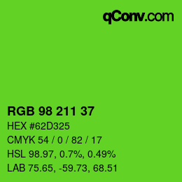 Color code: RGB 98 211 37 | qconv.com