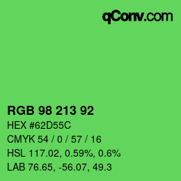 カラーコード: RGB 98 213 92 | qconv.com