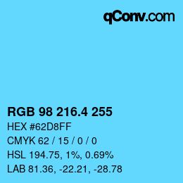カラーコード: RGB 98 216.4 255 | qconv.com