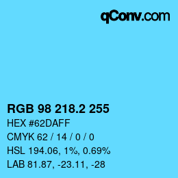 カラーコード: RGB 98 218.2 255 | qconv.com