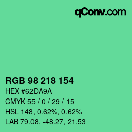 颜色代码: RGB 98 218 154 | qconv.com