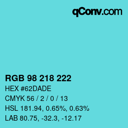 カラーコード: RGB 98 218 222 | qconv.com