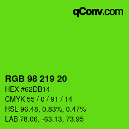 Color code: RGB 98 219 20 | qconv.com