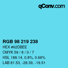Color code: RGB 98 219 238 | qconv.com