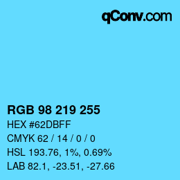 カラーコード: RGB 98 219 255 | qconv.com