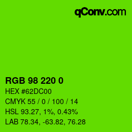 Color code: RGB 98 220 0 | qconv.com