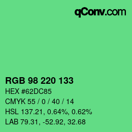Color code: RGB 98 220 133 | qconv.com
