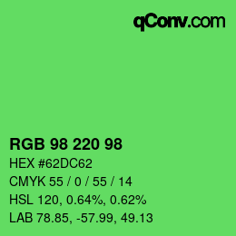 Color code: RGB 98 220 98 | qconv.com