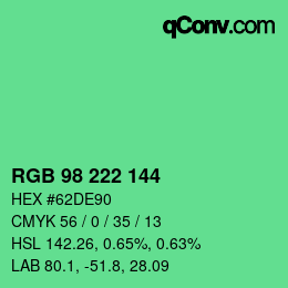 Color code: RGB 98 222 144 | qconv.com