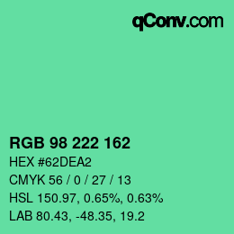 Color code: RGB 98 222 162 | qconv.com