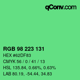 颜色代码: RGB 98 223 131 | qconv.com